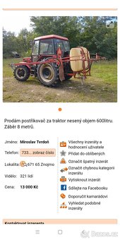 Postřikovač nesený 600L - 2