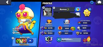 Brawl stars účet 95k trophy, 2 prestige, 3Xmasters - 2