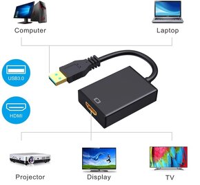 USB na HDMI audio video adaptér, HD 1080P - 2