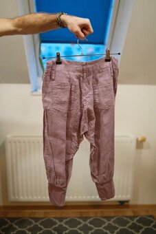 Lněné nohavice – háremky s elastickým lemem - 2