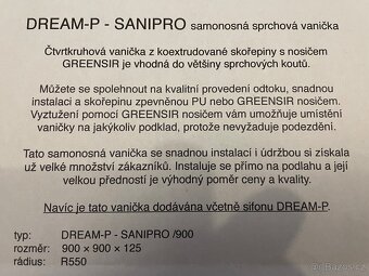 DREAM-P Sanipro - Samonosná sprchová vanička - 2