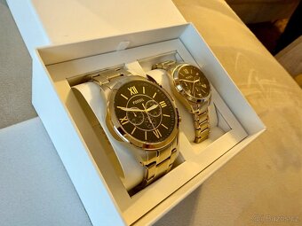 Hodinky FOSSIL Chronograf Zlaté,černý ciferník,set MEN/WOMEN - 2