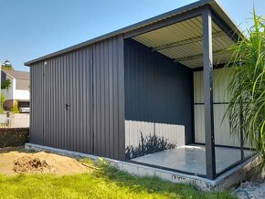 Plechová garáž 4x4 se střechou - 2