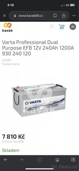 Prodám cyklační baterii Varta Professional - 2