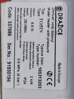 Tlakový bojler Dražice 5l TO5IN - 2