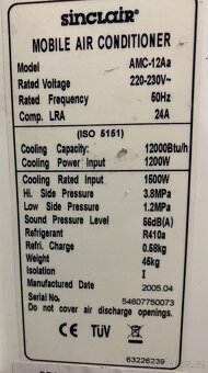 Mobilní klimatizace Sinclair starší ale funkční.Levně - 2