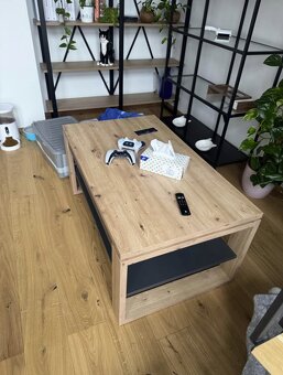 Konferenční stolek se zvedací deskou - dub artisan/tmave šed - 2