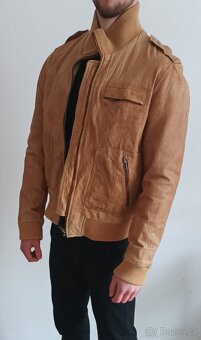 Pánská kožená bunda hnědá - 2