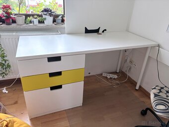 Dětská patrová postel, bílo-žlutá s psacím stolem - 2