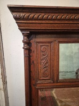 Velké starožitné nástěnné zrcadlo z dubu, Henri II / Mechele - 2