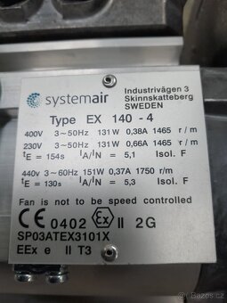 Systemair EX 140-4 nevýbušný potrubný radiálny ventilátor - 2