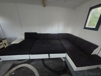 Prodej sedací rozkládací soupravy koženka a látka - 2