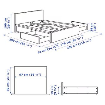 Postel MALM 160cm +rošt +4x úložný prostor +matrace zdarma - 2