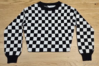 Dívčí kostkovaný svetr H&M, velikost 146/152 - 2