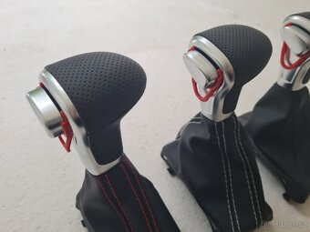 Radiaca páka pre automat AUDI / čierna biela červená nitka - 2