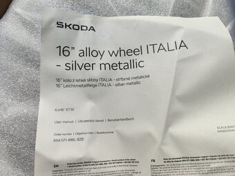 Nová alu kola Škoda Scala, Kamiq Italia 16" 654071496M 8Z8 - 2