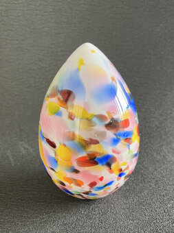 Stolní dekorace Vejce 13.5 cm, brokové foukané sklo - 2