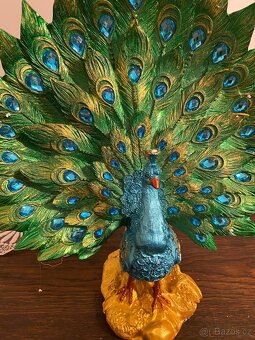 Dekor Ornament Figurky Pryskyřice Retro Green Peacock - 2