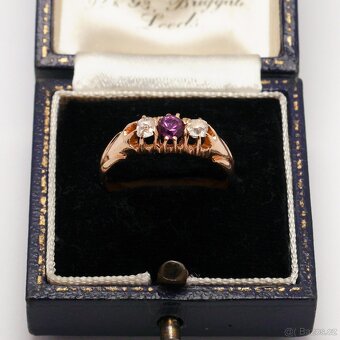 Zlatý prsten s turmalínem a diamanty - 2