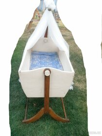 Kolébka dřevěná retro, slamníček a záclonka, 10 x foto - 2