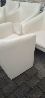 Jídelní kožená křesla bílá 5ks - 2