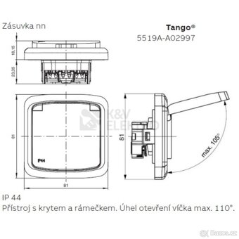 ABB Tango zásuvka IP44 bílá - 2