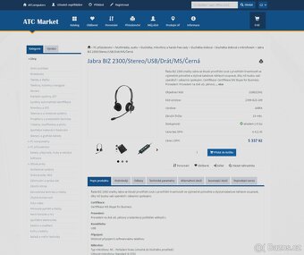 Nový headset Jabra BIZ 2300 Duo USB (2399-823-109) v záruce - 2