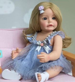 panenka celovinyl v modrých šatičkách, s botami - 2