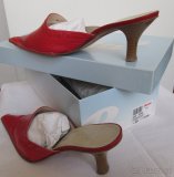 Letní pantoflíky, nazouváky Baťa, červené, kožené, vel. 37 - 2
