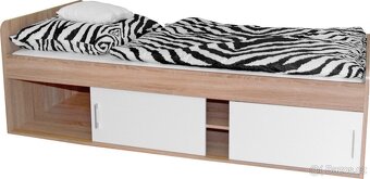 POSTEL, 90/200 cm bílá, Sonoma dub + rošt - 2