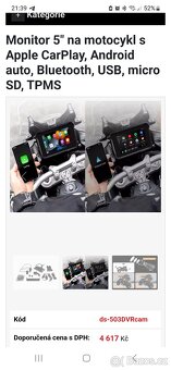 Monitor 5" na motocykl s Apple CarPlay, Android auto, Bluet - 2
