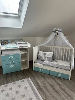 Dětský pokoj KOMPLET postýlka přebalovací pult skříně IKEA - 2