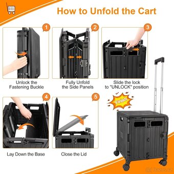 Skládací vozík na kolečkách s rukojetí 50l - 2