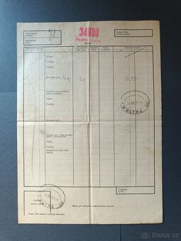 ČSD ŽELEZNICE - Nákladový list - 2