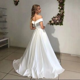 Prodám krásné nové svatební saténové šaty l-xl - 2