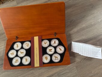 Kompletní serie 1 Lunar I 12x stříbrné mince 1oz GILDED - 2
