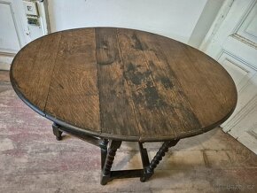 Starožitný rozkládací dubový stůl - 2