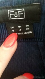 Sukně vel.36 safírově modrá manžestrová - 2
