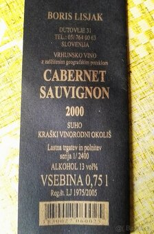 CABERNET SAUVIGNON 2000 archivní červené víno - 2