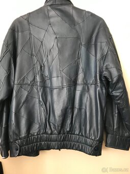 Pánská kožená bunda XL tmavě modrá - 2