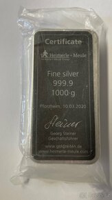 Investiční stříbro Heimerle + Meule 1000g  doklad,doložiteln - 2