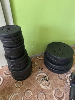 Lavička na posilování, 90 kg závaží, hrazda - 2
