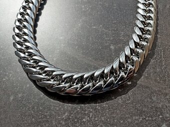 NOVÝ robustní náhrdelník Shiny CUBAN Silver Steel š.19 mm - 2