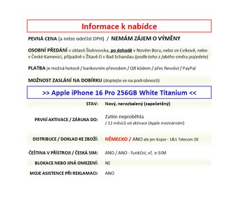 iPhone 16 Pro 256GB bílý NOVÝ NEROZBALENÝ - 2