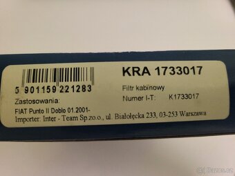 Kabinový filtr KRAFT AUTOMOTIVE 1733017 - 2