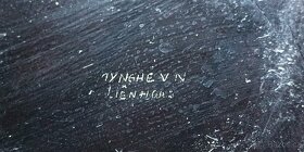 Velký Vietnamský ozdobný talíř včetně stojanu. - 2