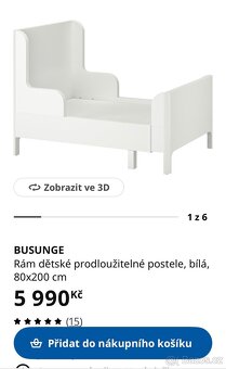 Dětská rostoucí postel z IKEA, bíla - 2