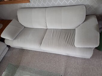 Rohová sestava - 2x gauč, rozkládací stolek, lampa - 2