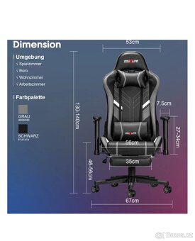 Herní kancelářská židle masážní ergonomická s opěradlem - 2
