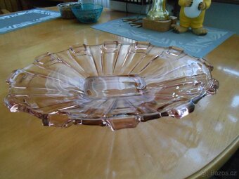 Stará skleněná mísa - růžové sklo 34cmx26cm - bez oťuků - 2